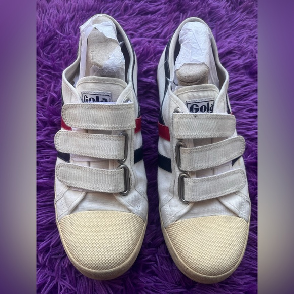 Gola Cream Sneakers with Red and Navy Stripes - Picture 3 of 7